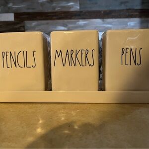 Rae Dunn Cream Desk Organizer Set